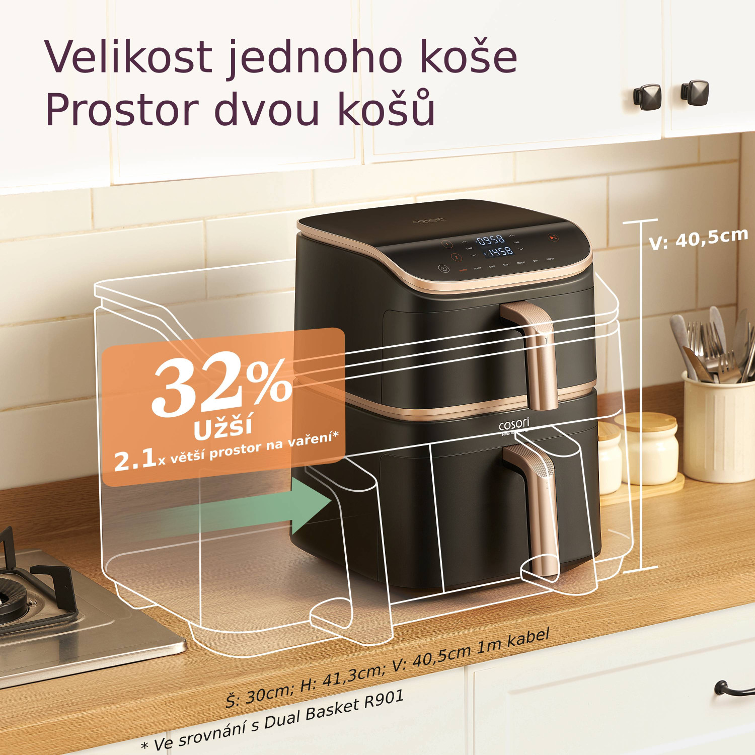 Unikátní vertikální design šetřící místo v kuchyni